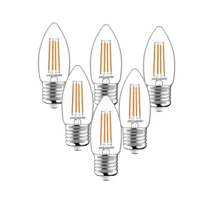 paul russells LED Filament Dimmable Candle Bulb, ES E27, 4.5W 470 Lumens, 40w Equivalent, 2700K Warm White, Pack of 6