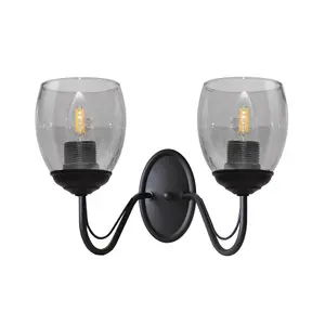 Luminosa Allena Wall Lamp Black, Smokey 27cm