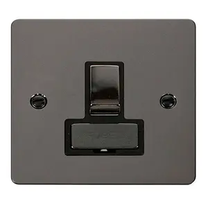 Flat Plate Black Nickel 13A Fused Ingot Connection Unit Switched - Black Trim - SE Home