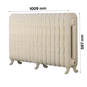 Arroll Daisy Cast iron Cream 15 Column Radiator, (W)1009mm x (H)597mm