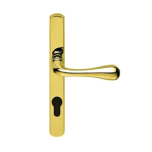 Manital Polished Brass Astro Lever on Euro Lock Narrowplate 92mm c/c (AQ1NP92)