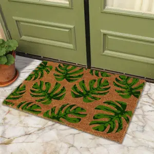 Coco & Coir Door Mats Indoor Outdoor Non Slip Monstera Plant Design Entrance Welcome Mat 40cm x 60cm MY MONSTERA