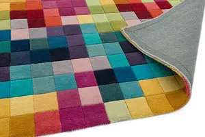 Funk Multi Colour Boxes Rug Rug 70x300 Runnercm for the Living Room