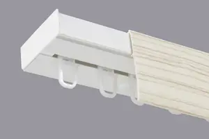 Single Curtain Ceiling Rail Track PCV 240 cm (L) HOOKS + BLEACHED COVER