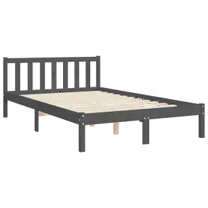 Berkfield Bed Frame with Headboard Grey King Size Solid Wood