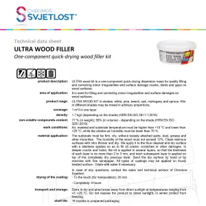 Ultra Wood Filler Kit for Wood Surfaces, Quick-Drying, for Outdoor and Indoor Use 0.75Kg