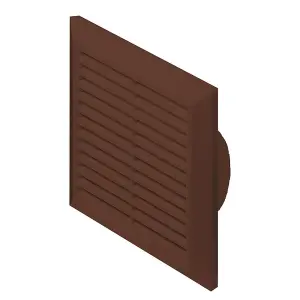 170 mm x 170 mm Brown Air Vent Grille for 100 mm Round Duct Hose Pipe Connection