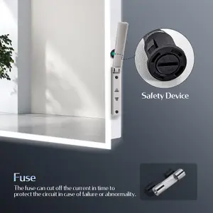 EMKE Bluetooth Bathroom Mirror with Shaver Socket, 400x600mm Blue Atmosphere Light Mirror with 2 Color, Dimmable, Demister