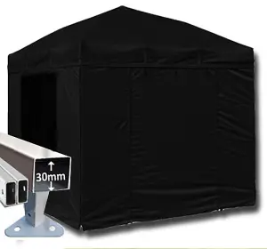 3m x 3m Trader-Max 30 Instant Shelter Pop Up Gazebos Frame, Canopy & Sides - Black