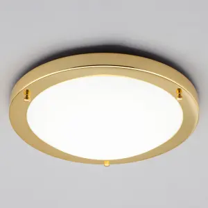 Litecraft Mari Brass Large Flush Bathroom Ceiling Light