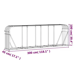 Log Holder Green 300x45x100 cm Galvanised Steel