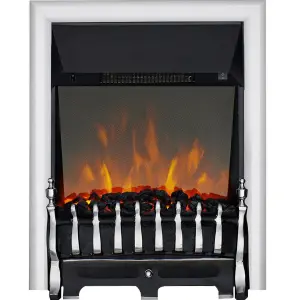 Focal Point Blenheim 2kW Chrome effect Electric Fire With reflective glass flame (H)555mm (W)390mm (D)114mm