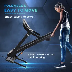 HOMCOM Folding 12km/h Electric Treadmill Running Machine w/ Incline LED Display