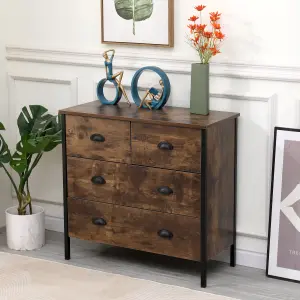 FurnitureHMD 4 Drawers Chest, Bedroom Furniture,Rustic Brown Cabinet Sideboard Cupboard