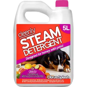 Cleenly Pet Steam Detergent for Steam Mops (5 litres) Citrus Splash Designed for Homes with Pets