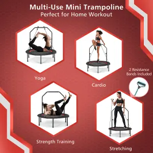 Costway 40" Mini Trampoline Foldable Fitness Trampoline with Height Adjustable Handle