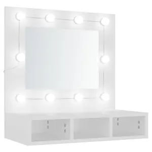 Berkfield Mirror Cabinet with LED White 60x31.5x62 cm