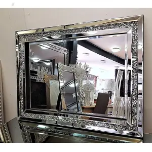 Crushed Diamond Crystal Glass Wall Mirror 60X80Cm