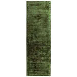 The Rug Seller Green Blade Single Colour Runner Rug For Hallway - Long 66x240cm