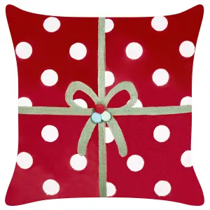 Set of 2 Cushions GUMDROP Velvet 45 x 45 cm Polka Dots Embroidery Red