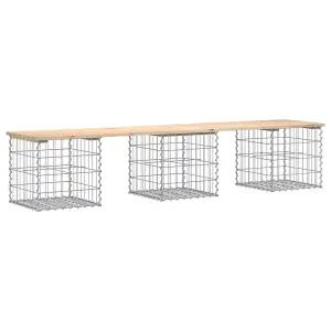 Berkfield Garden Bench Gabion Design 203x44x42 cm Solid Wood Pine