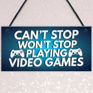 Funny Gamer Gift Hanging Plaque For Boys Bedroom Man Cave Games Room Sign Gift For Him