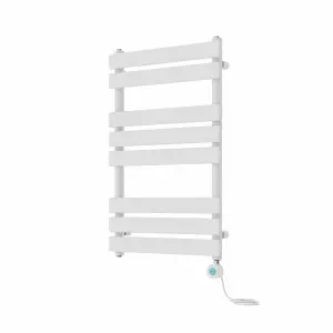 Rinse Bathrooms Smart WiFi Thermostatic Electric Bathroom Flat Panel Heated Towel Rail Radiator with Timer 800x500mm - White