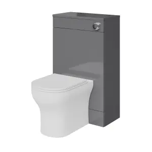 GoodHome Imandra Gloss Grey Freestanding Toilet cabinet (H)840mm (W)500mm