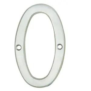 Satin Chrome Door Number 0 - 75mm Height 4mm Depth House Numeral Plaque