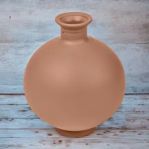 URBNLIVING 2.5L Terracotta Large Round Glass Opera Ball Vase Ceramic Look Ornament Living Room Home Decor