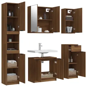 Berkfield 5 Piece Bathroom Cabinet Set Brown Oak Engineered Wood