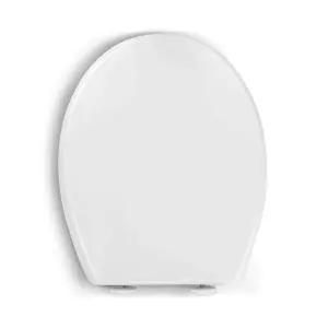 Soft Close White Toilet Seat - Luxury Bathroom Slow Seats Wc Heavy Duty D Shaped Easy to Install Fittings Included Home