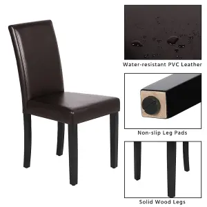 Yaheetech 4PCS Dark Brown Dining Chair High Back Padded with Rubber Wood Legs