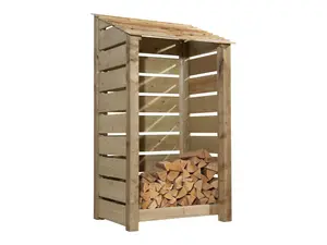 Slatted Slatted wooden log store W-99cm, H-180cm, D-88cm - natural (light green) finish