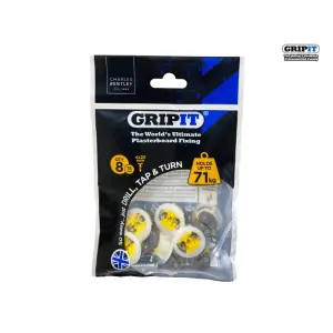 Gripit Yellow Plasterboard Fixings 15mm (Pack 8)