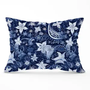 Paisley Christmas Stars Blue Cushions 33cm x 48cm