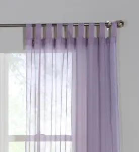 Home Curtains Voile Tab Top Panels 59w x 48d" (149x122cm) Lavender (PAIR)