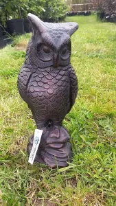 Cast Iron Long Eared Owl hand finished with an Antique Verde Bronze Finish