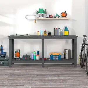 Berkfield Work Bench Grey 180x50x80 cm Solid Wood Pine