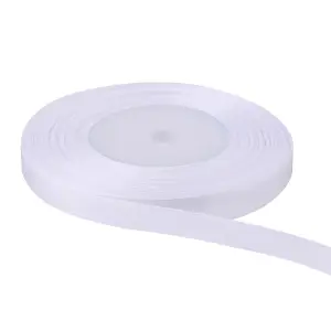 10mm White Double Sided Satin Polyester Ribbon Roll, 25 metres