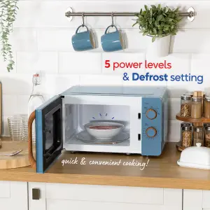 Russell Hobbs Scandi Microwave 17 Litre 700W Blue Wood Effect Manual RHMM713BL-N