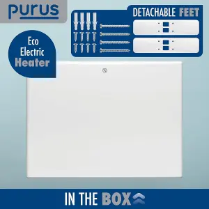 Purus Electric Radiator Panel Heater Eco 600W Bathroom Safe Wall Mounted or Floorstanding Timer Thermostat Lot 20