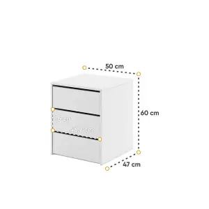 Idea 13 Contemporary Chest Of Drawers Internal Cabinet Bedside 3 Drawers White(H)600mm (W)500mm (D)470mm