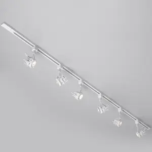 Litecraft Greenwich White 6 Head 2m Straight Kitchen Ceiling Light with LED Bulbs