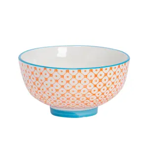 Nicola Spring - Hand-Printed Rice Bowls - 12cm - Orange - Pack of 6