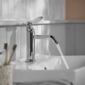 GoodHome Etel Medium Chrome effect Round Basin Mono mixer Tap