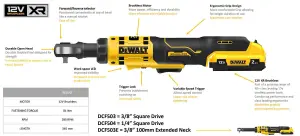 DEWALT DCF503N 12v Ratchet wrench 3/8" square drive