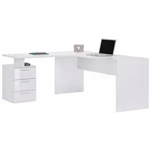 Calderone 180cm W Rectangular Executive Desk White/White