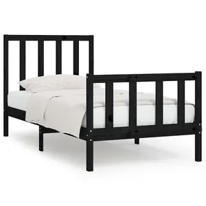 Berkfield Bed Frame Black Solid Wood 75x190 cm 2FT6 Small Single