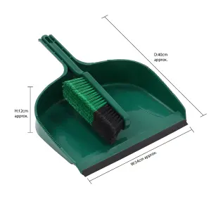 JVL Outdoor Garden Large Dustpan And Brush, Green